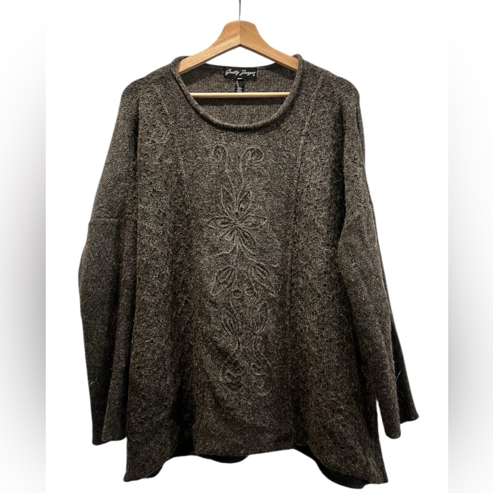 Gretty Zueger Oversized Forest Grunge Green Alpaca Blend Sweater Size Small FLAW